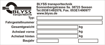 Tabliczka znamionowa BLYSS Transporttechnik