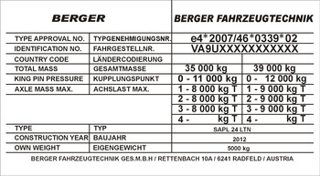 Tabliczka znamionowa Berger