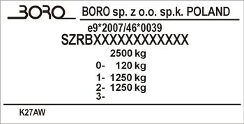 Tabliczka naklejka znamionowa Boro