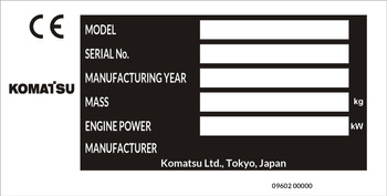 Tabliczka znamionowa Komatsu
