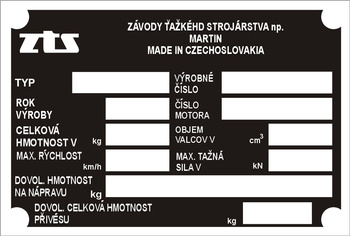 Tabliczka znamionowa ZTS uniwersalna