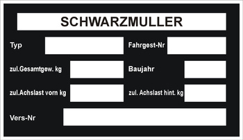 Tabliczka znamionowa do maszyn i pojazdów Schwarz Muller czysta