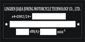 Tabliczka znamionowa do pojazdów Lingben Jiajia Juneng Motorcycle Technology