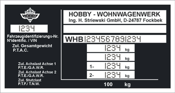 Tabliczka znamionowa do pojazdów i maszyn marki HOBBY z grawerem