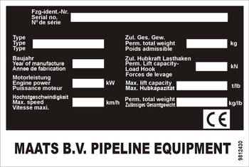 Tabliczka znamionowa do pojazdów i maszyn marki MAATS czysta