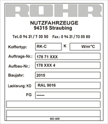 Tabliczka znamionowa do pojazdów i maszyn marki ROHR