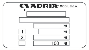 Tabliczka znamionowa do przyczep ADRIA czysta