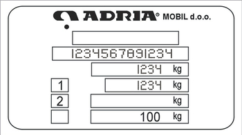 Tabliczka znamionowa do przyczep ADRIA z grawerem