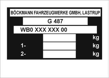 Tabliczka znamionowa do przyczep Böckmann Fahrzeugwerke