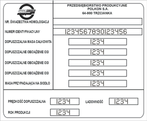 Tabliczka znamionowa do przyczep Polkon z grawerem