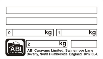 Tabliczka znamionowa do przyczep marki ABI Caravans czysta