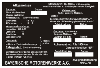 Tabliczka znamionowa, opisowa BMW 321