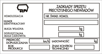 Tabliczka znamionowa, przyczepa Niewiadów N125 N250 N250C N132 N375